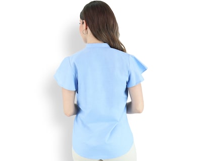 Foto 3 | Blusa Tipo Guayabera De Mujer Rams Cottons Modelo Fabi Color Azul Apariencia De Lino