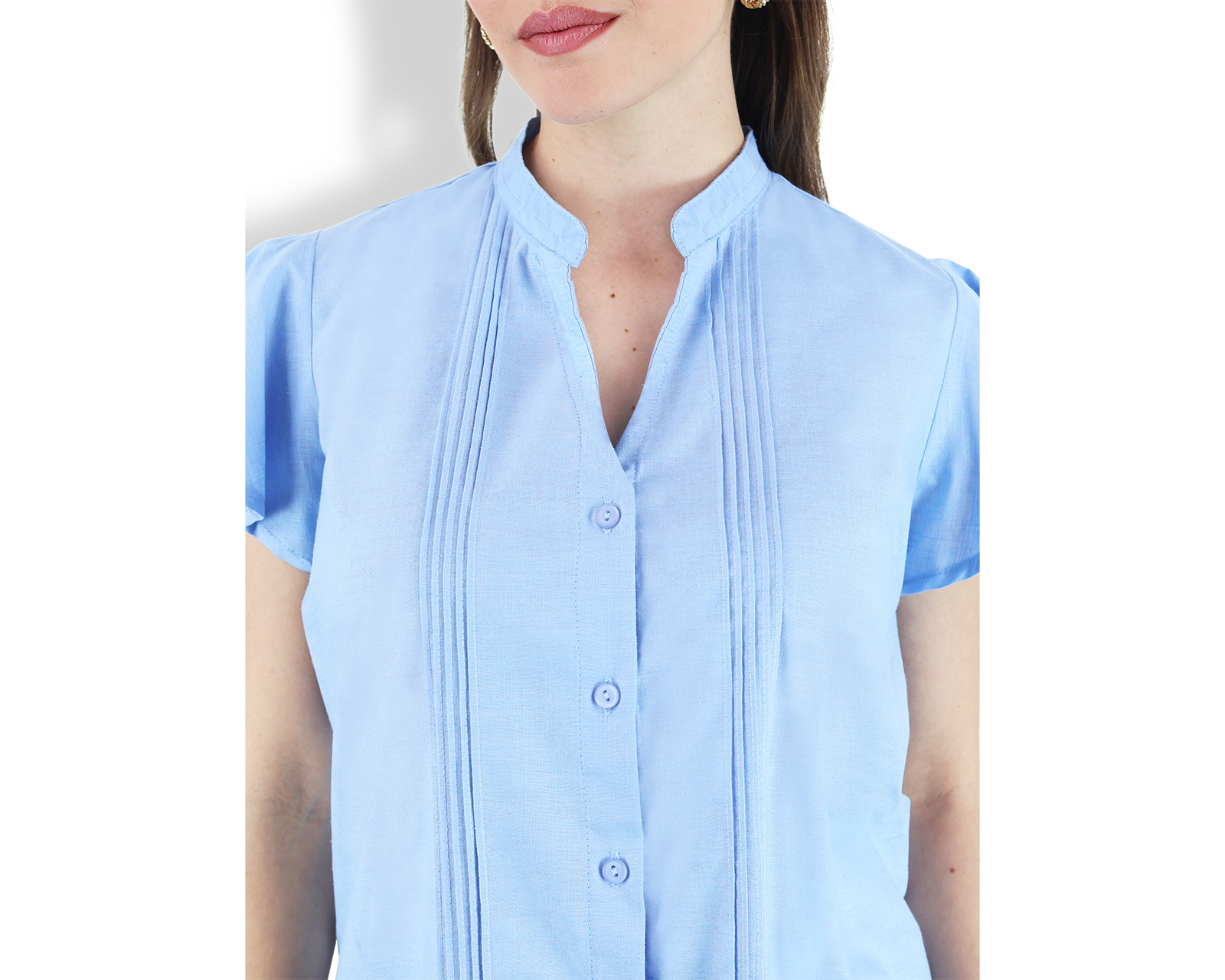 Foto 5 pulgar | Blusa Tipo Guayabera De Mujer Rams Cottons Modelo Fabi Color Azul Apariencia De Lino