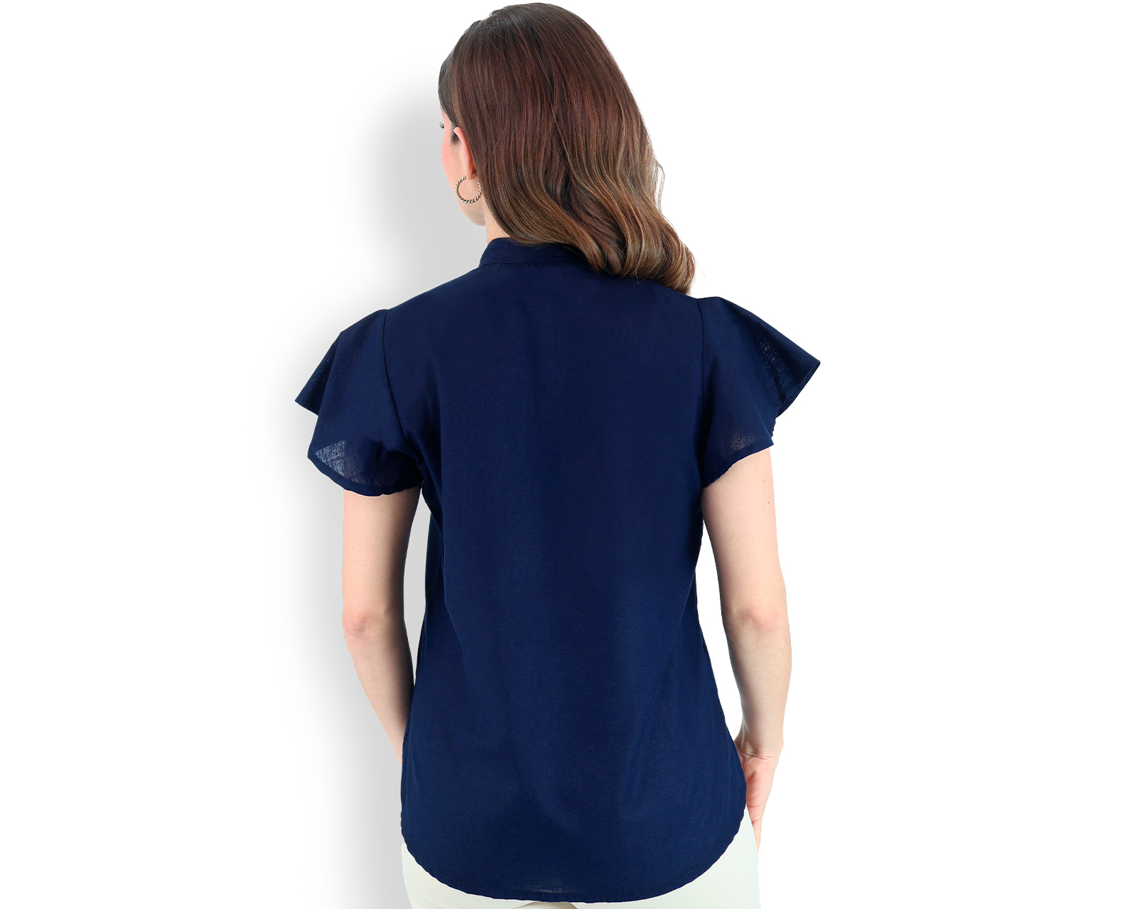 Foto 4 pulgar | Blusa Tipo Guayabera De Mujer Rams Cottons Modelo Fabi Color Azul Marino Apariencia De Lino