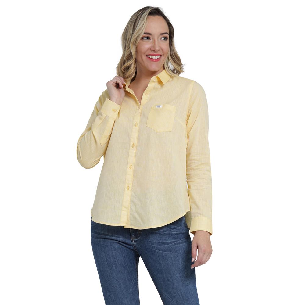 Foto 2 pulgar | Blusa Casual Lee Slim Fit 470 Amarillo para Mujer