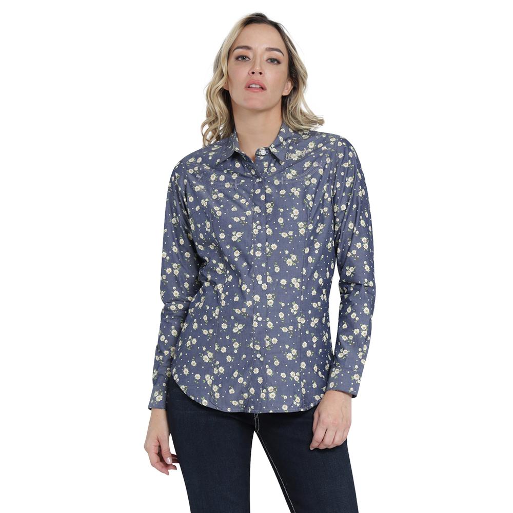 Blusa Vaquera Wrangler Slim Fit Manga Larga 01 Azul