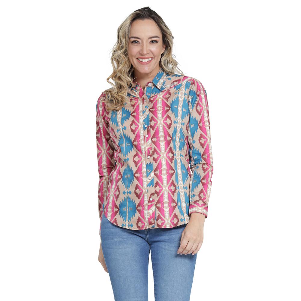 Blusa Vaquera Wrangler Slim Fit Manga Larga 404 Beige para Mujer