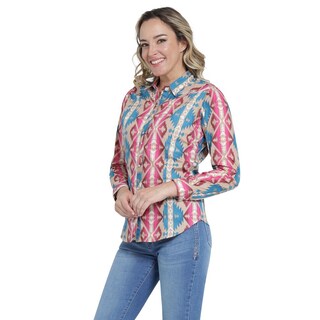 Foto 2 | Blusa Vaquera Wrangler Slim Fit Manga Larga 404 Beige para Mujer