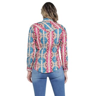 Foto 3 | Blusa Vaquera Wrangler Slim Fit Manga Larga 404 Beige para Mujer