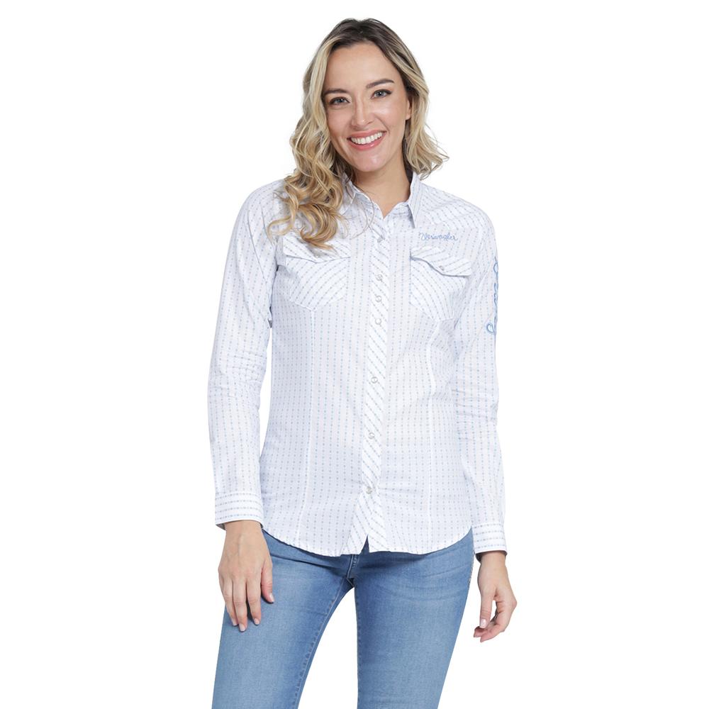 Blusa Vaquera Wrangler Slim Fit Manga Larga 408 Blanco