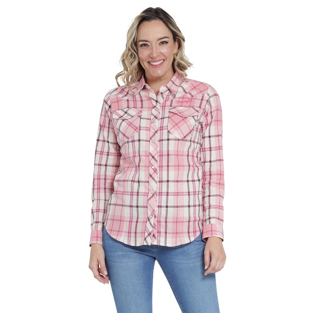 Blusa Vaquera Wrangler Slim Fit Manga Larga 410 Rosa