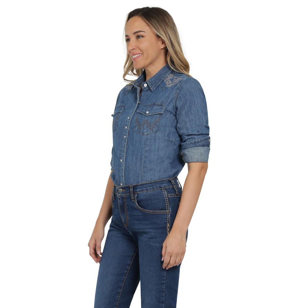 Foto 3 pulgar | Blusa Vaquera Wrangler Slim Fit Manga Larga 411 Azul
