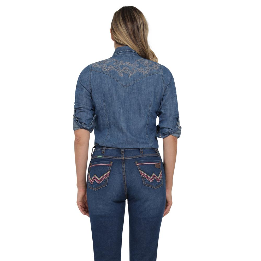 Foto 3 | Blusa Vaquera Wrangler Slim Fit Manga Larga 411 Azul