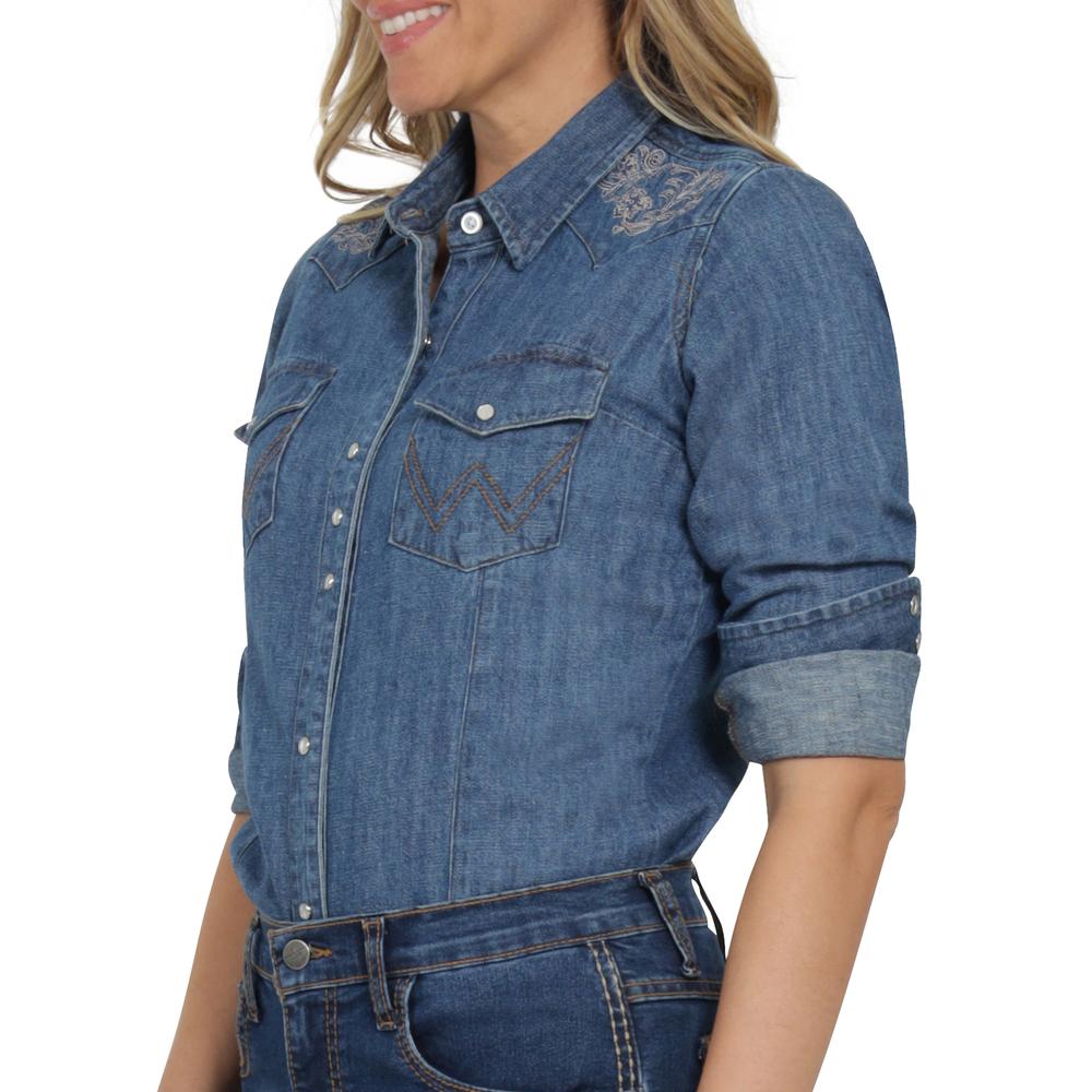 Foto 6 pulgar | Blusa Vaquera Wrangler Slim Fit Manga Larga 411 Azul