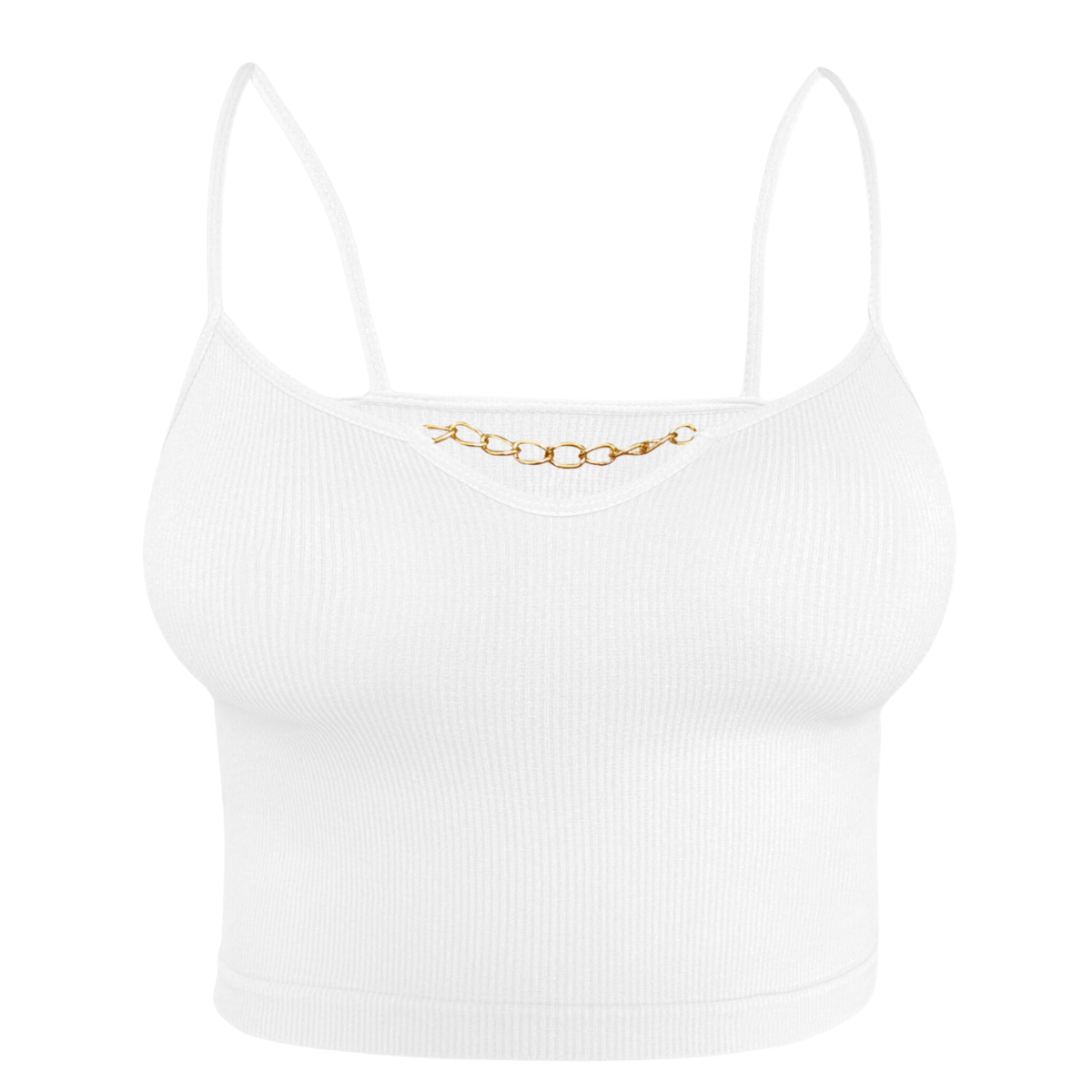 Foto 1 | Top Blanco con Cadena en Escote para Mujer