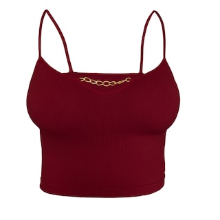 Foto 1 | Top De Mujer Blusa Elegante Top-1012 Color Vino Cadena En Escote