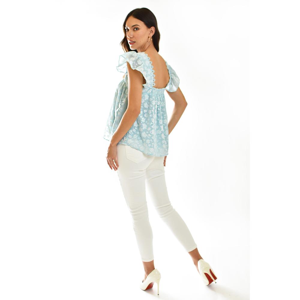 Foto 3 | Blusa Con Ribete De Encaje Roman Fashion /juvenil 7582 Verde Claro