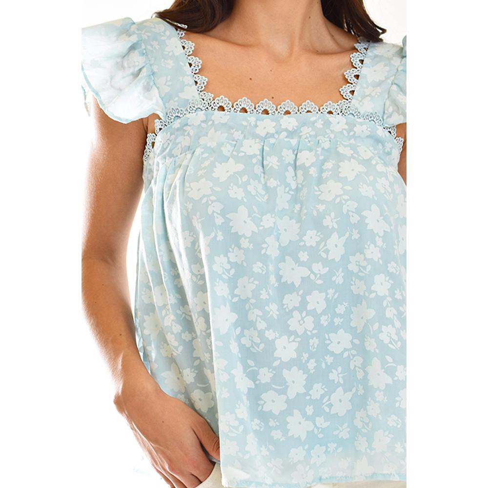 Foto 4 | Blusa Con Ribete De Encaje Roman Fashion /juvenil 7582 Verde Claro
