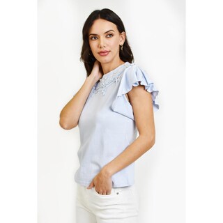 Foto 2 | Blusa Detalle De Perlas Roman Fashion /juvenil 39209 Azul Cielo