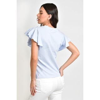 Foto 3 | Blusa Detalle De Perlas Roman Fashion /juvenil 39209 Azul Cielo
