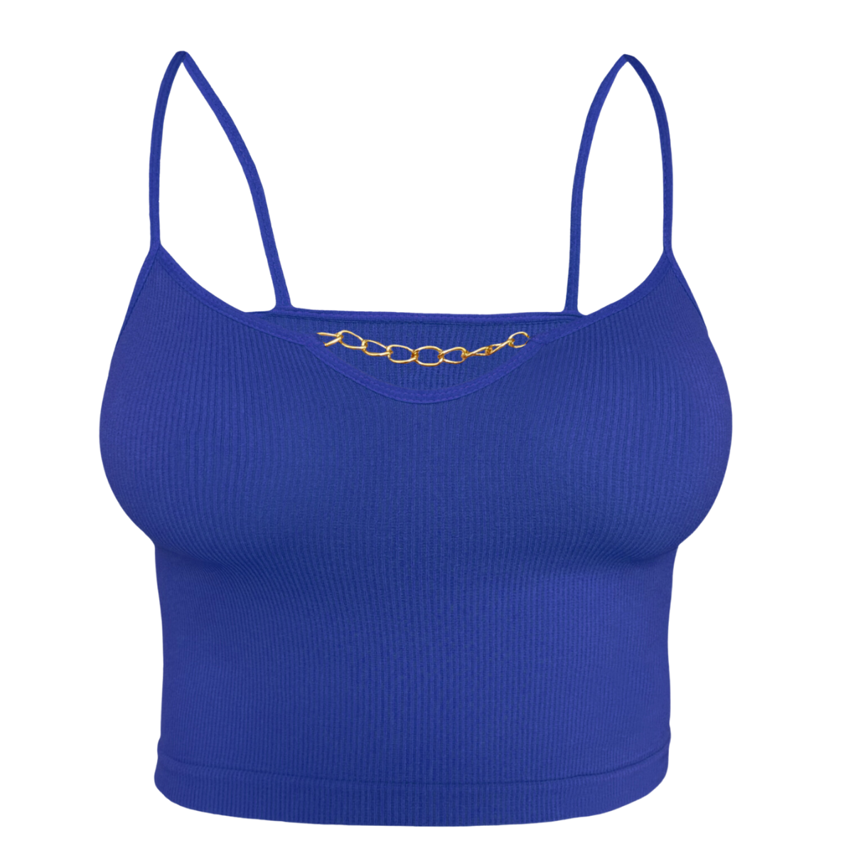 Top De Mujer Blusa Elegante Top-1012 Color Azul Cadena En Escote
