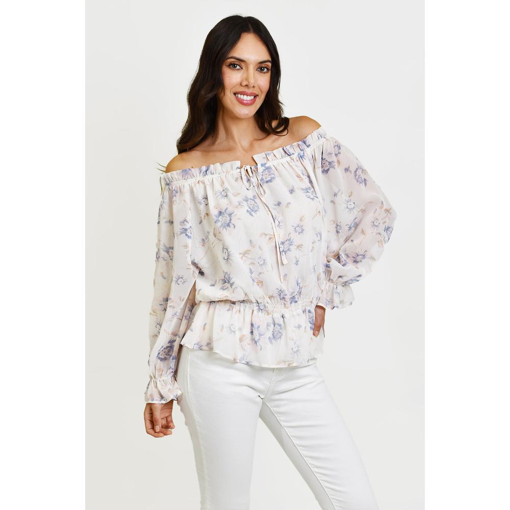 Blusa Campesina Roman Fashion 3278 Lila para Mujer