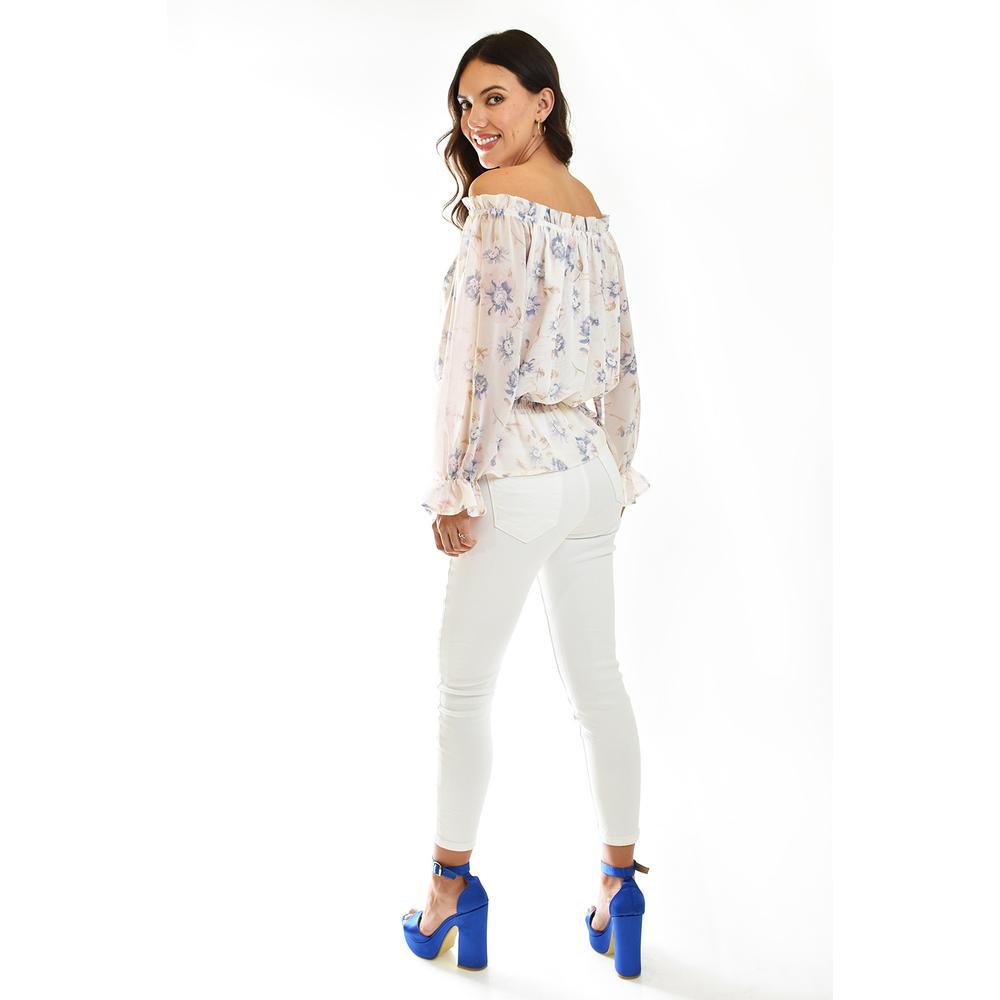 Foto 4 pulgar | Blusa Campesina Roman Fashion 3278 Lila para Mujer