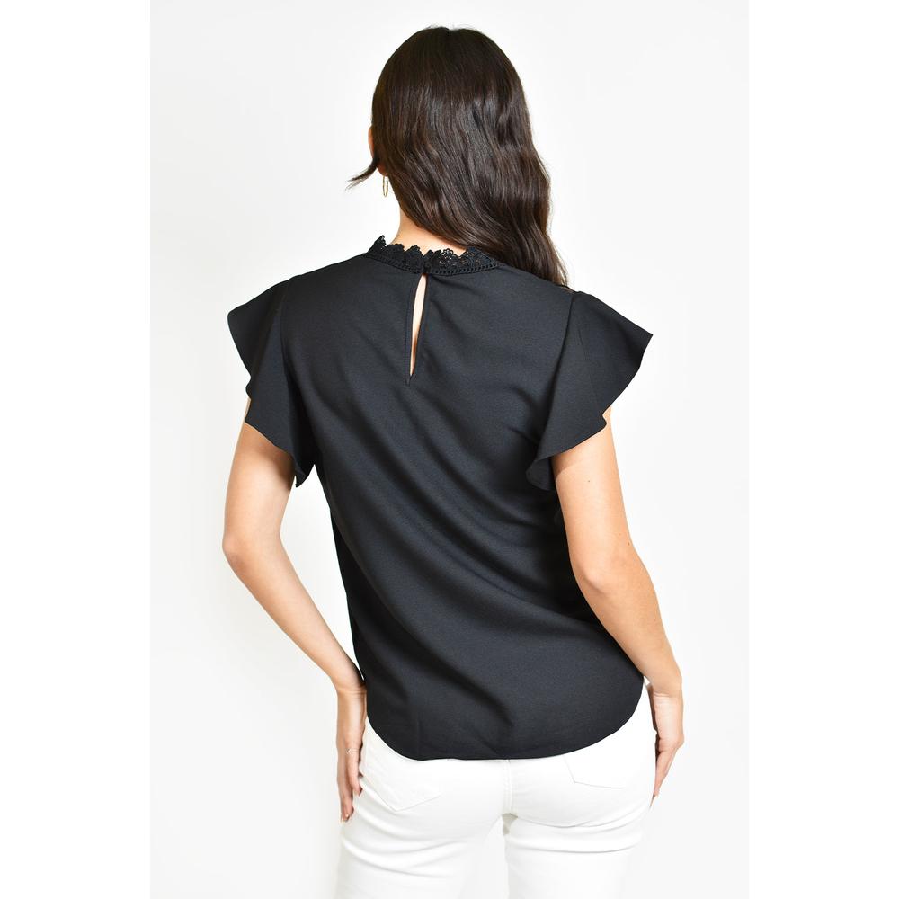 Foto 4 pulgar | Blusa Escote de Mesh Roman Fashion 6371Negra para Mujer