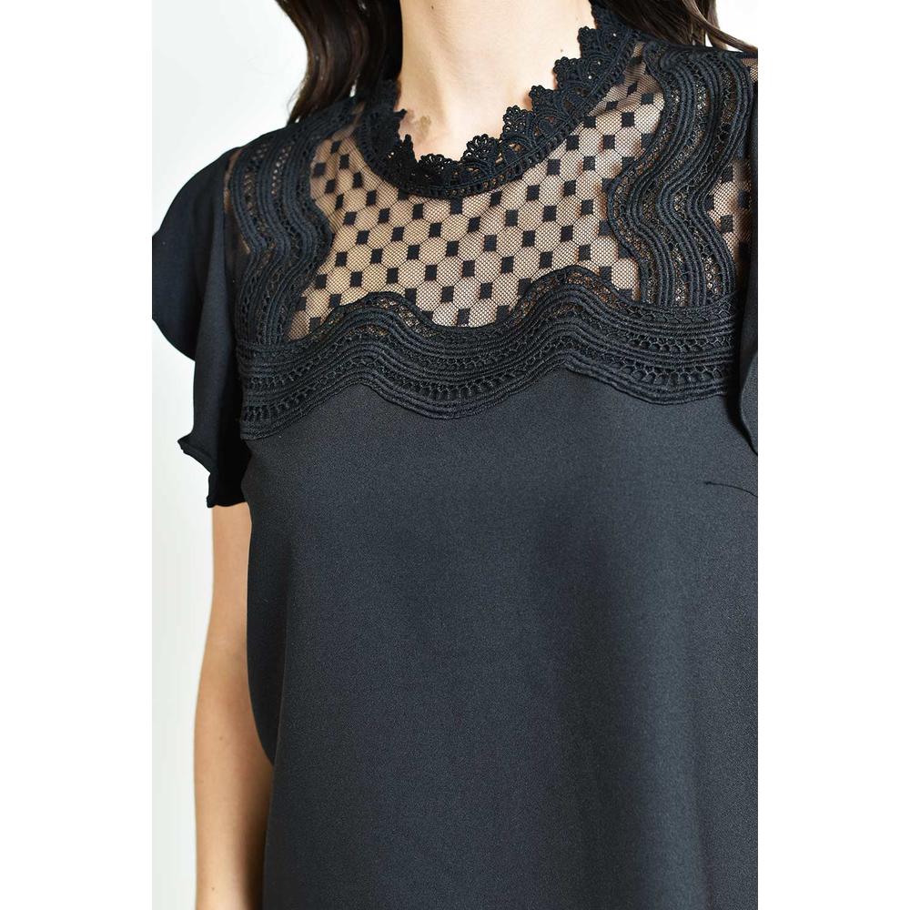 Foto 4 | Blusa Escote de Mesh Roman Fashion 6371Negra para Mujer