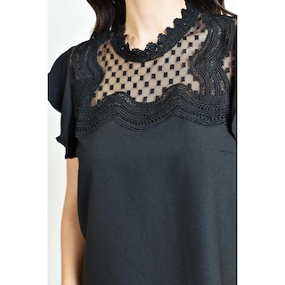 Foto 4 | Blusa Escote de Mesh Roman Fashion 6371Negra para Mujer