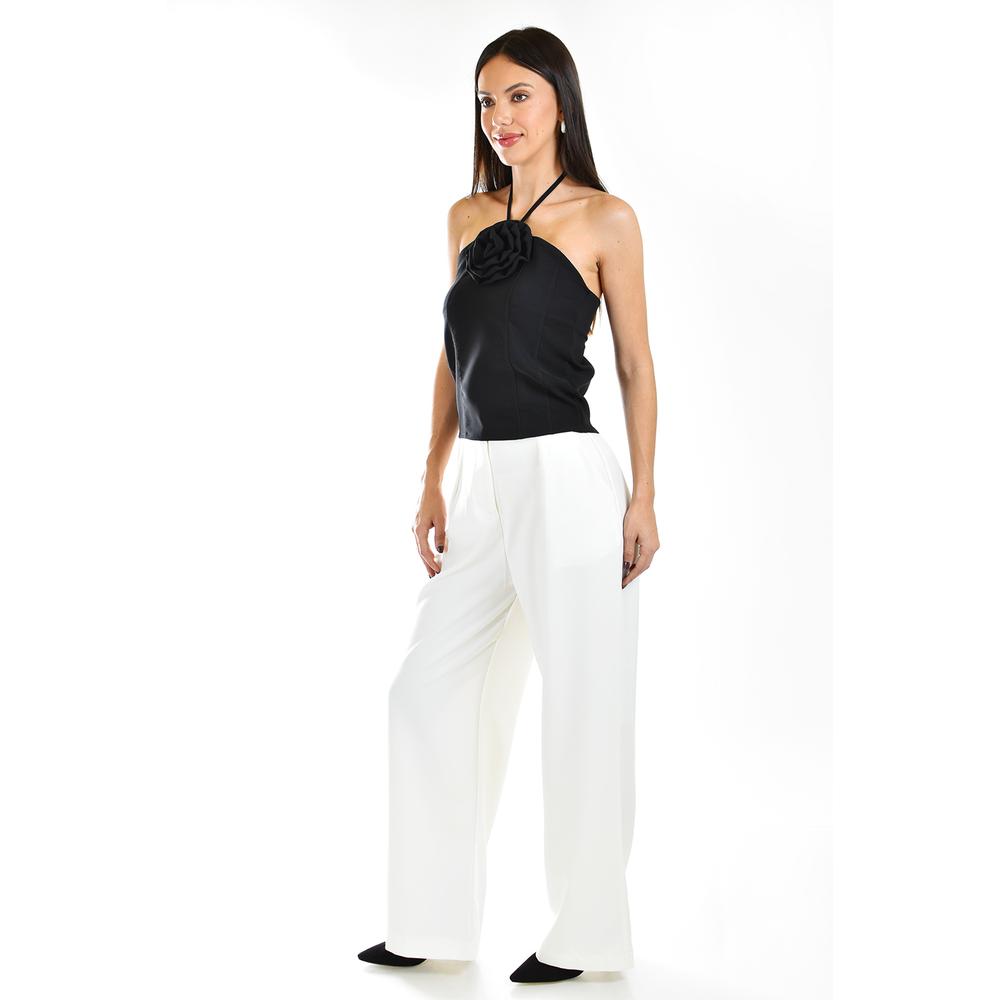 Foto 3 pulgar | Top Halter de Flor Roman Fashion Negro Juvenil para Mujer