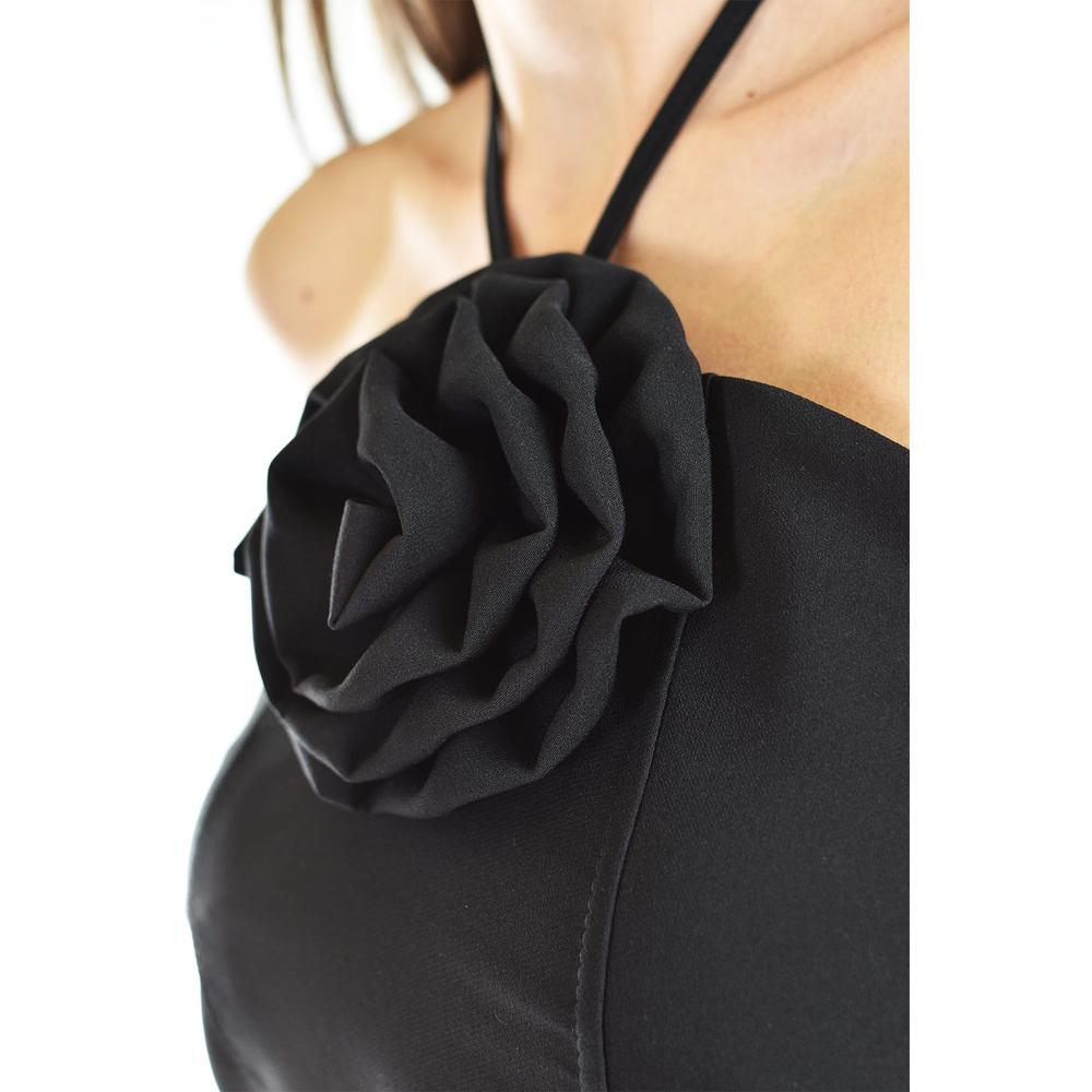 Foto 5 pulgar | Top Halter de Flor Roman Fashion Negro Juvenil para Mujer