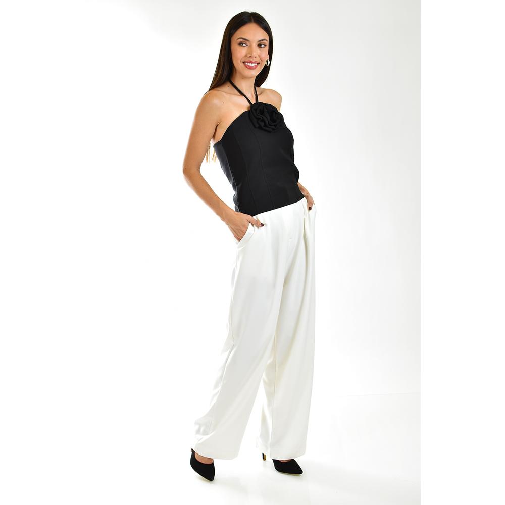 Foto 7 pulgar | Top Halter de Flor Roman Fashion Negro Juvenil para Mujer