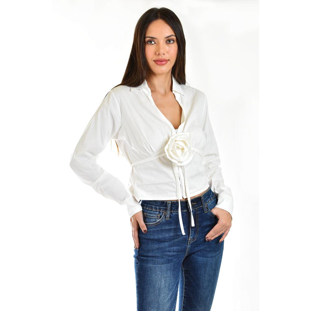 Blusa Roman Fashion Blanca para Mujer