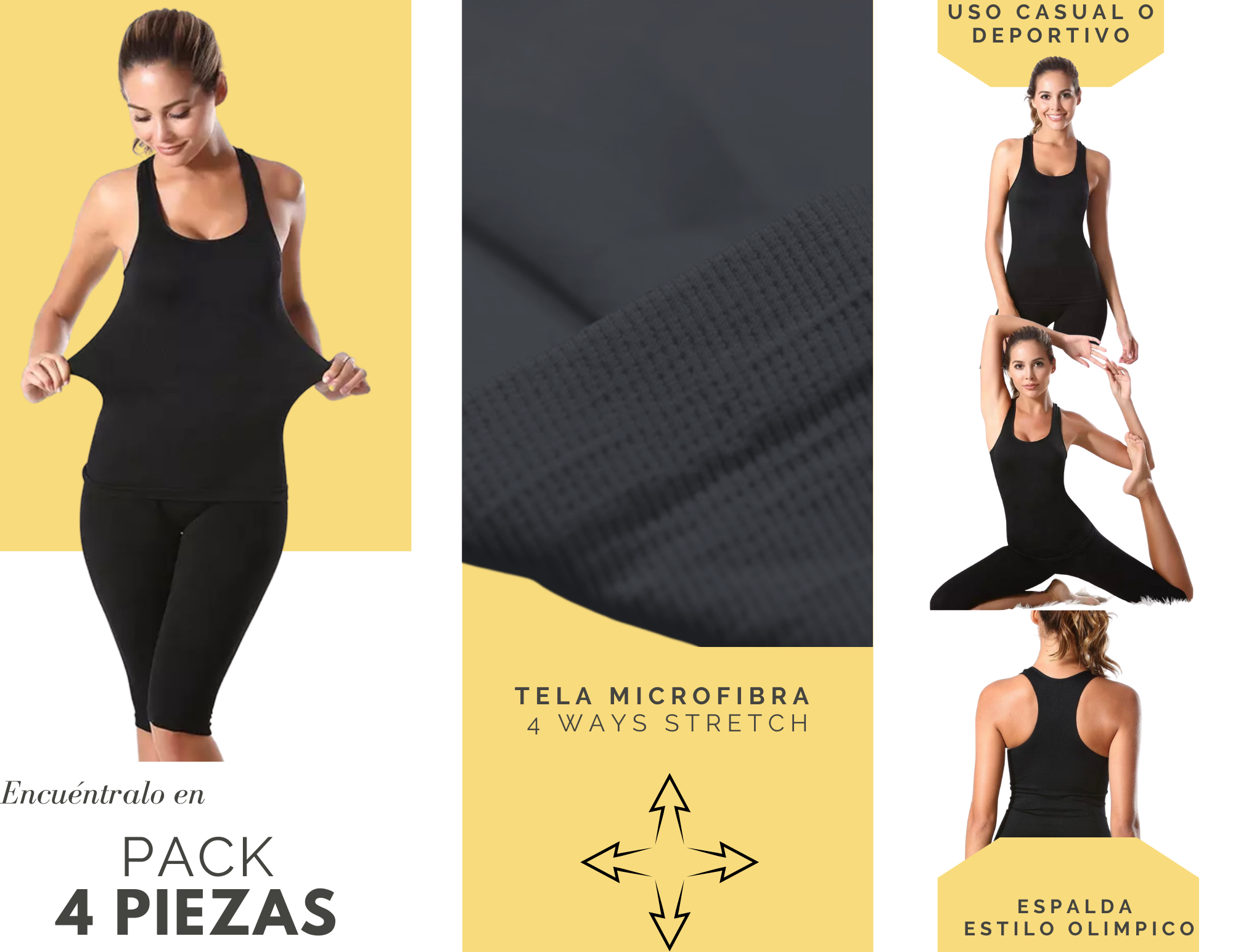 Foto 7 pulgar | Set de 4 Camisetas Para mujer Bl-1007