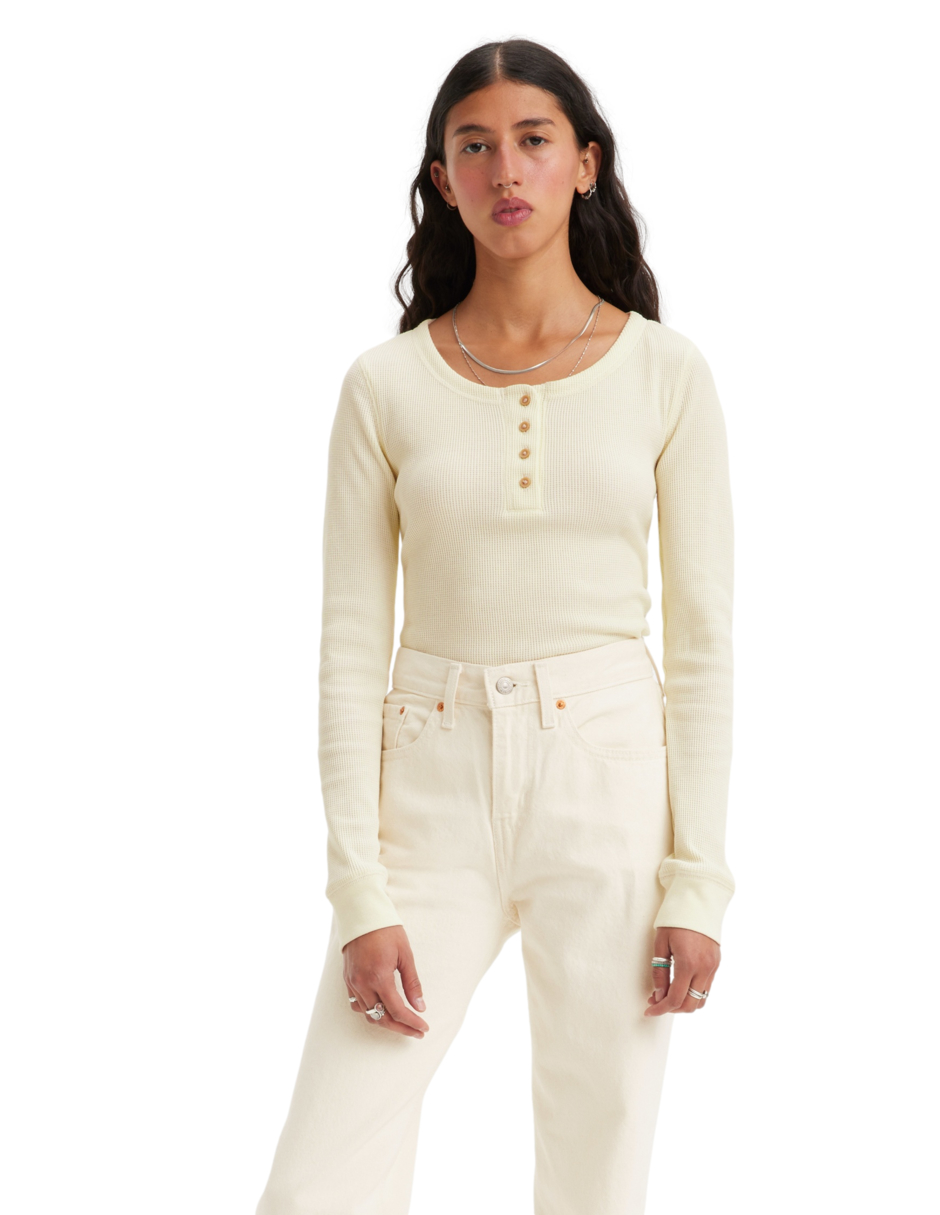 Foto 2 pulgar | Blusa Levi's Sierra Henley Beige para Mujer
