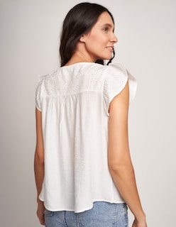 Foto 2 | Blusa Devendi Blanca Guipiur para Mujer