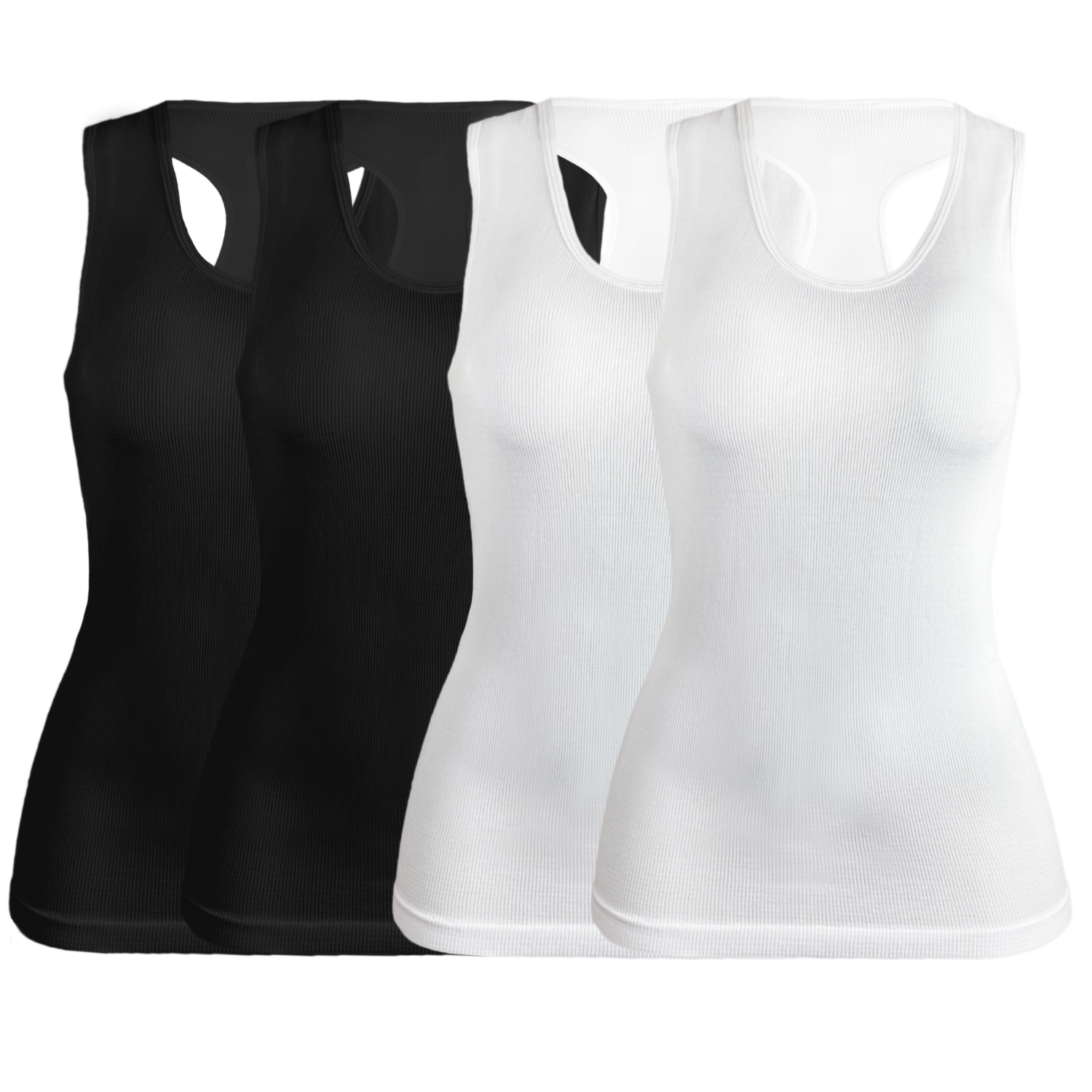 Foto 2 pulgar | Set de 4 Tank Tops Blancas y Negras para Dama