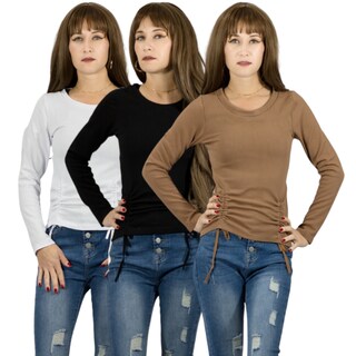 Foto 1 | Set De 3 Blusas Manga Larga De Dama Bl-1009 Varios Colores Casual