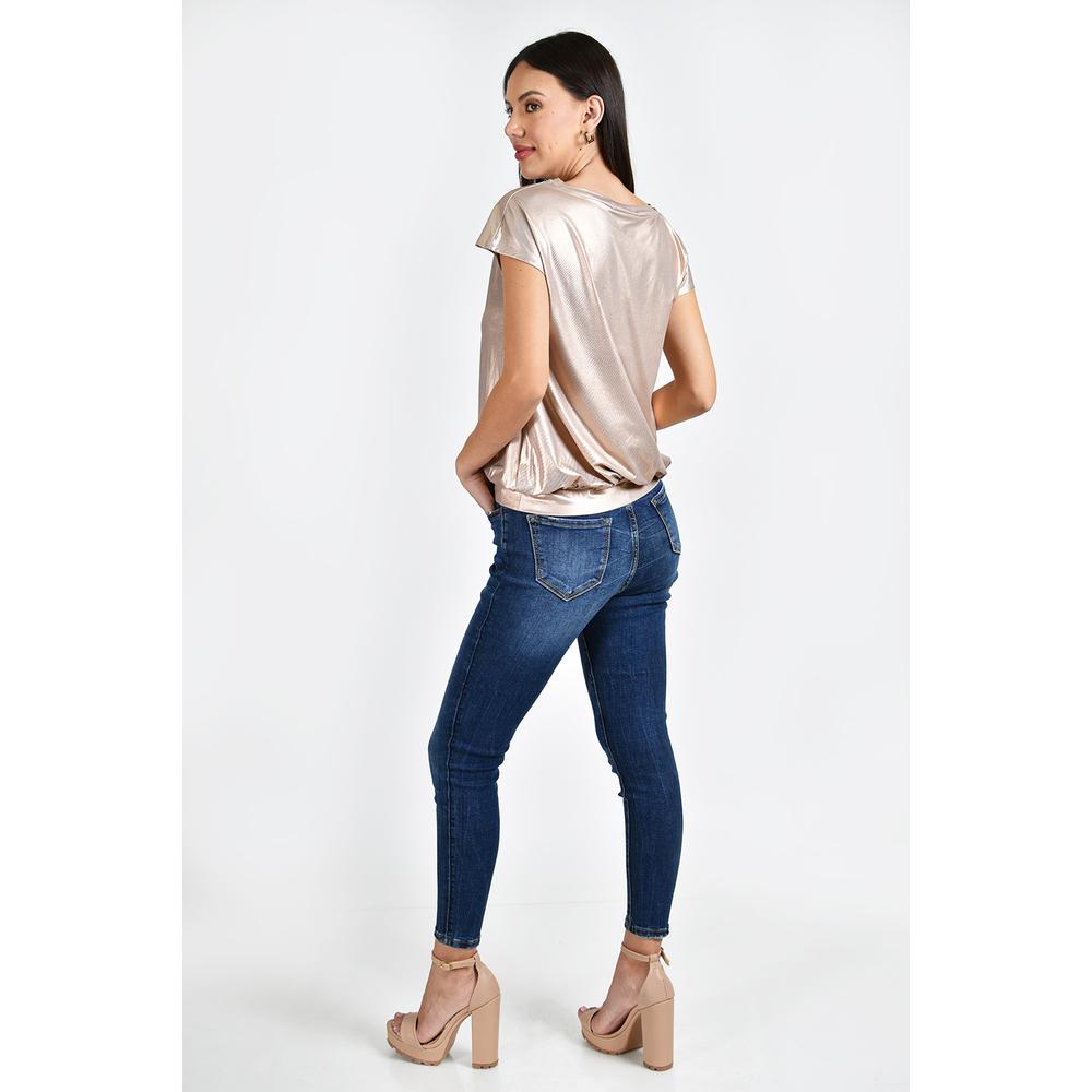 Foto 3 | Blusa Efecto Metálico Roman Fashion 0001 Dorado