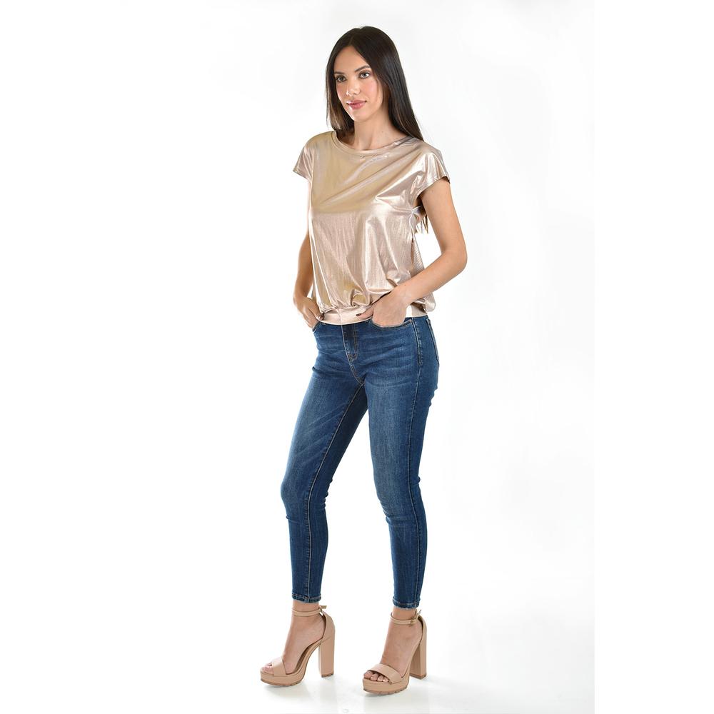 Foto 5 | Blusa Efecto Metálico Roman Fashion 0001 Dorado