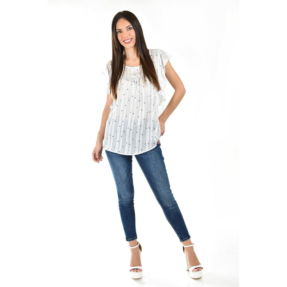 Foto 6 pulgar | Blusa de Chifon Sin Manga Roman Fashion /juvenil 10731 Blanco