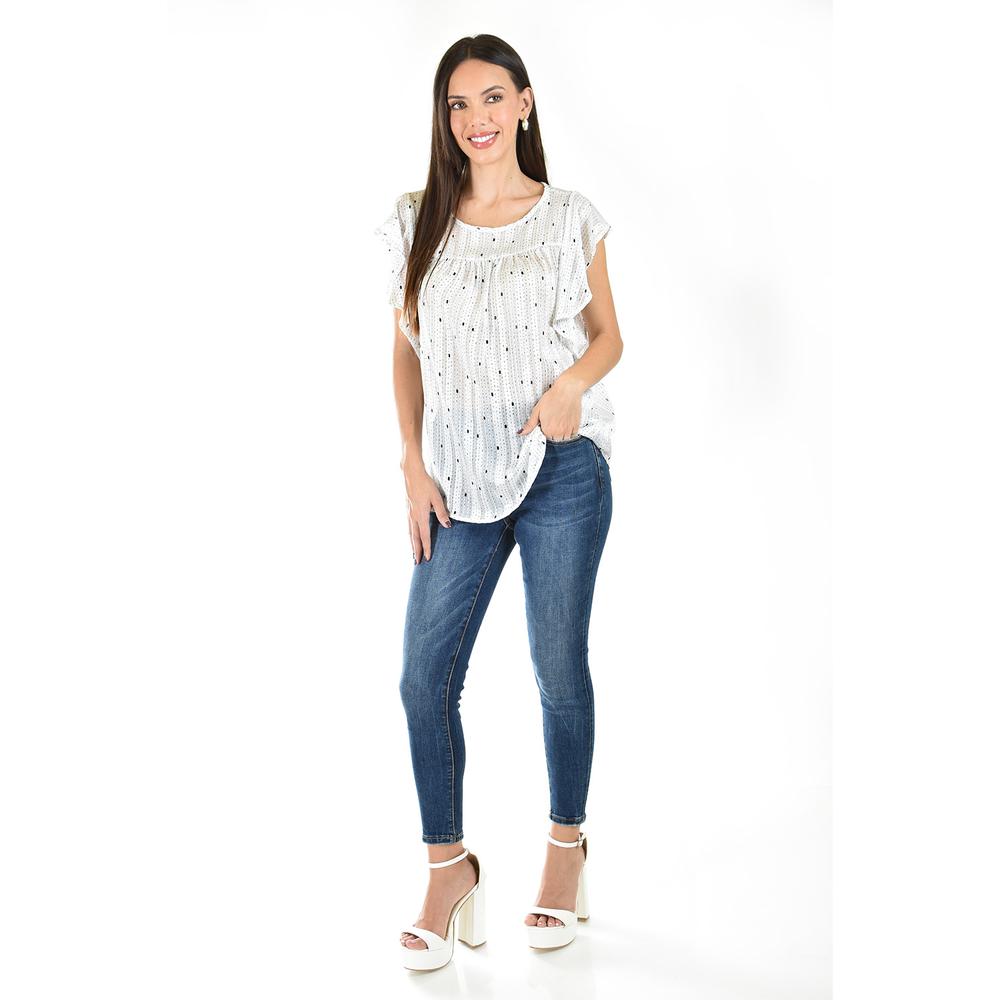 Foto 7 pulgar | Blusa de Chifon Sin Manga Roman Fashion /juvenil 10731 Blanco