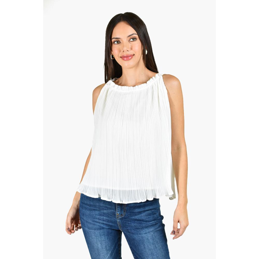 Blusa Plisada Roman Fashion Juvenil 2200 Blanca