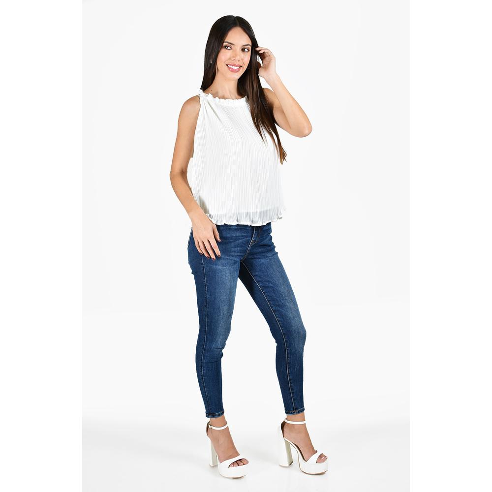 Foto 2 | Blusa Plisada Roman Fashion Juvenil 2200 Blanca