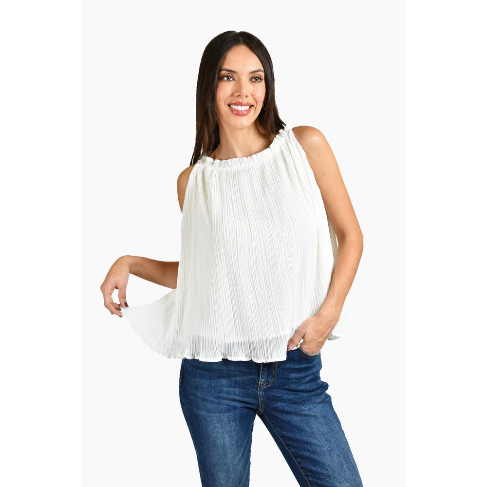 Foto 7 pulgar | Blusa Plisada Roman Fashion Juvenil 2200 Blanca