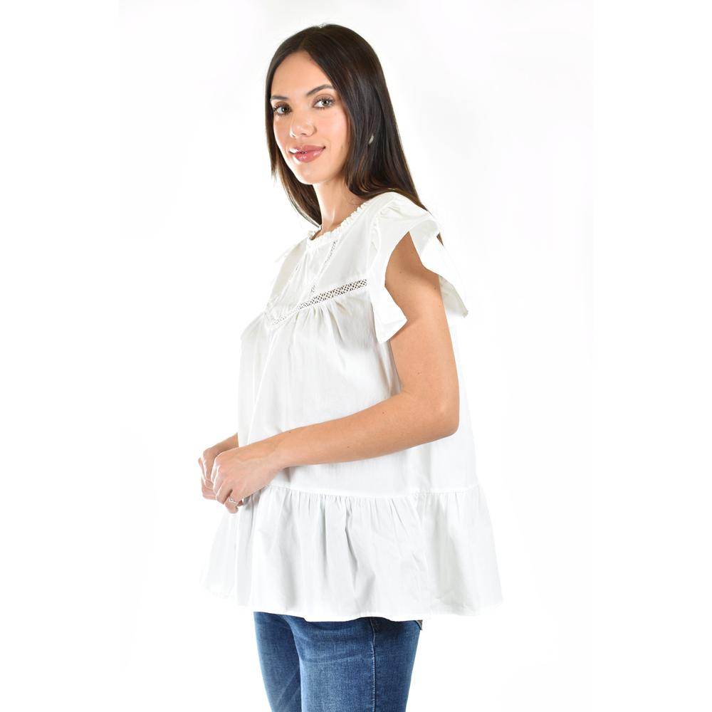 Foto 3 pulgar | Blusa de Popelina con Encanje Roman Fashion /juvenil 12604  Blanco