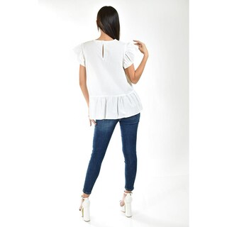 Foto 3 | Blusa de Popelina con Encanje Roman Fashion /juvenil 12604 Blanco