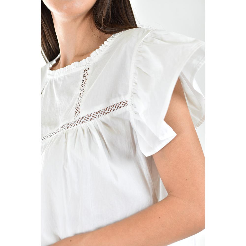 Foto 4 | Blusa de Popelina con Encanje Roman Fashion /juvenil 12604  Blanco