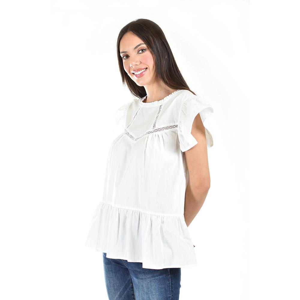 Foto 6 pulgar | Blusa de Popelina con Encanje Roman Fashion /juvenil 12604  Blanco