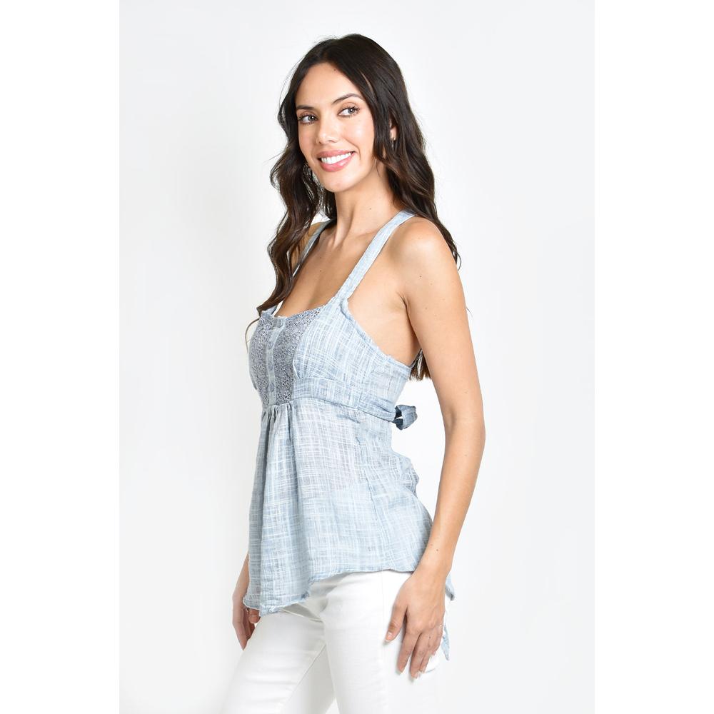 Foto 3 pulgar | Blusa con Detalle de Crochet Roman Fashion Azul Juvenil