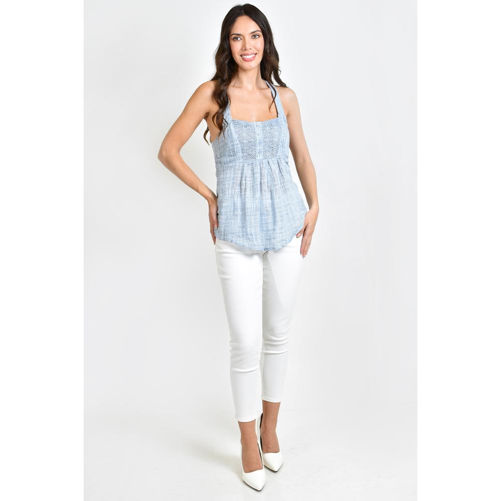 Foto 7 pulgar | Blusa con Detalle de Crochet Roman Fashion Azul Juvenil