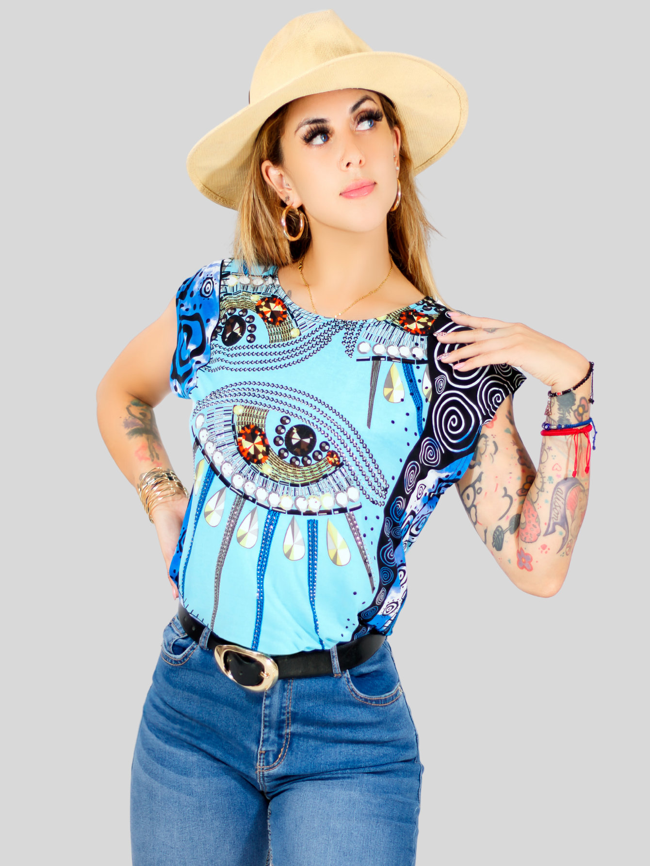 Foto 2 | Blusa De Mujer De Manga Corta Bl-1021 Diseño Unico Estampado