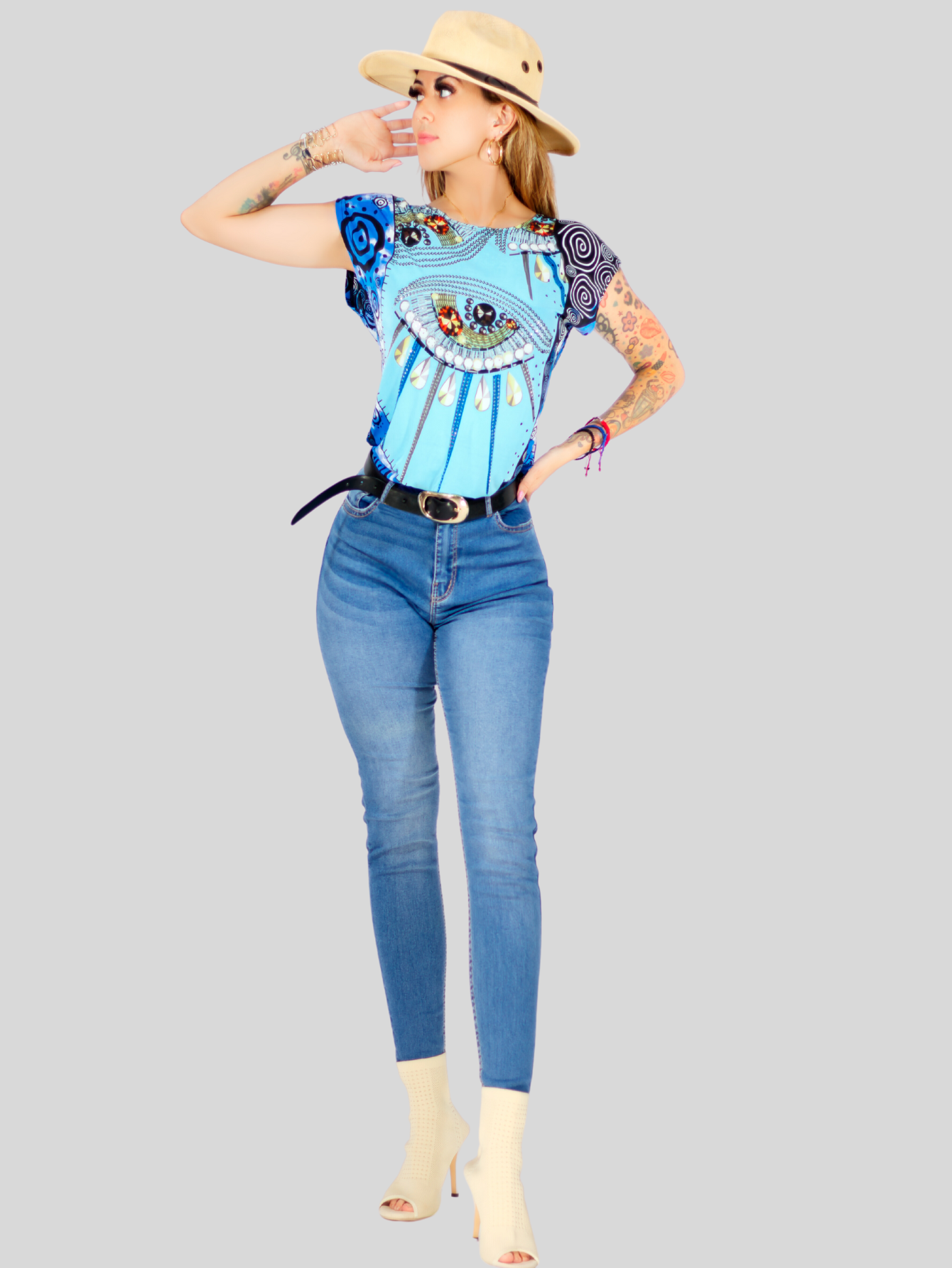 Foto 5 pulgar | Blusa De Mujer De Manga Corta Bl-1021 Diseño Unico Estampado