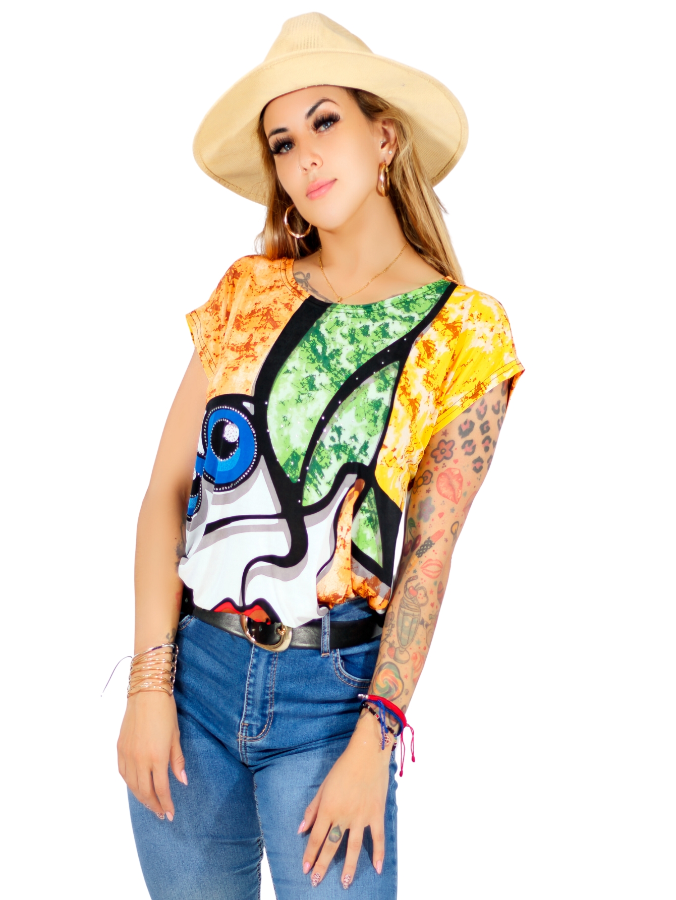 Blusa De Mujer De Manga Corta Bl-1021 Diseño Unico Estampado